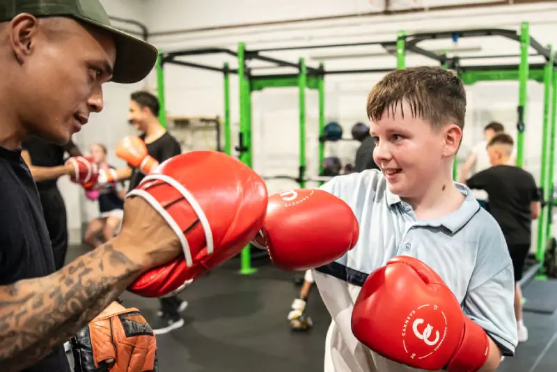 Youth boxing training session